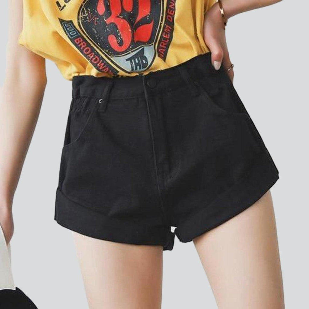 Wide-leg women's jeans shorts - Fashionpara