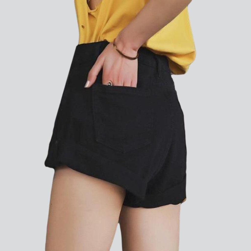 Wide-leg women's jeans shorts - Fashionpara