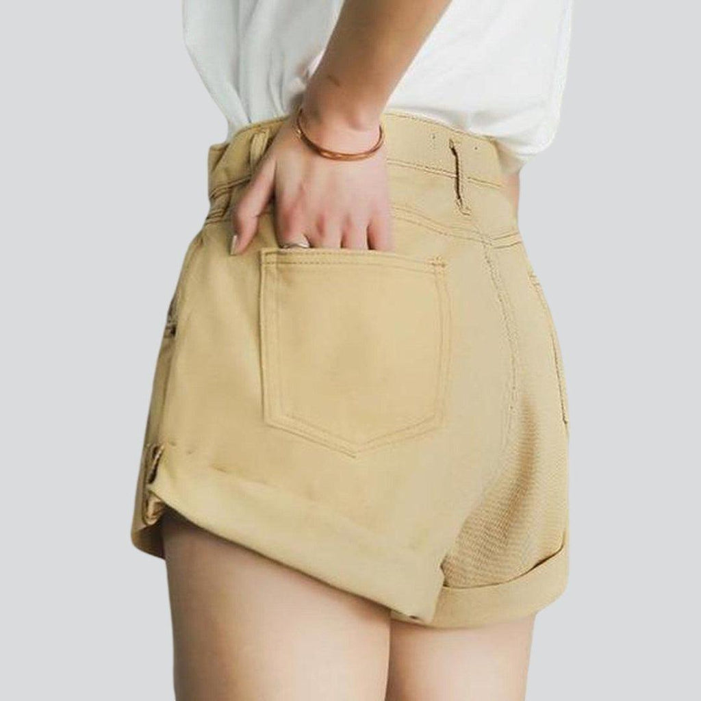 Wide-leg women's jeans shorts - Fashionpara