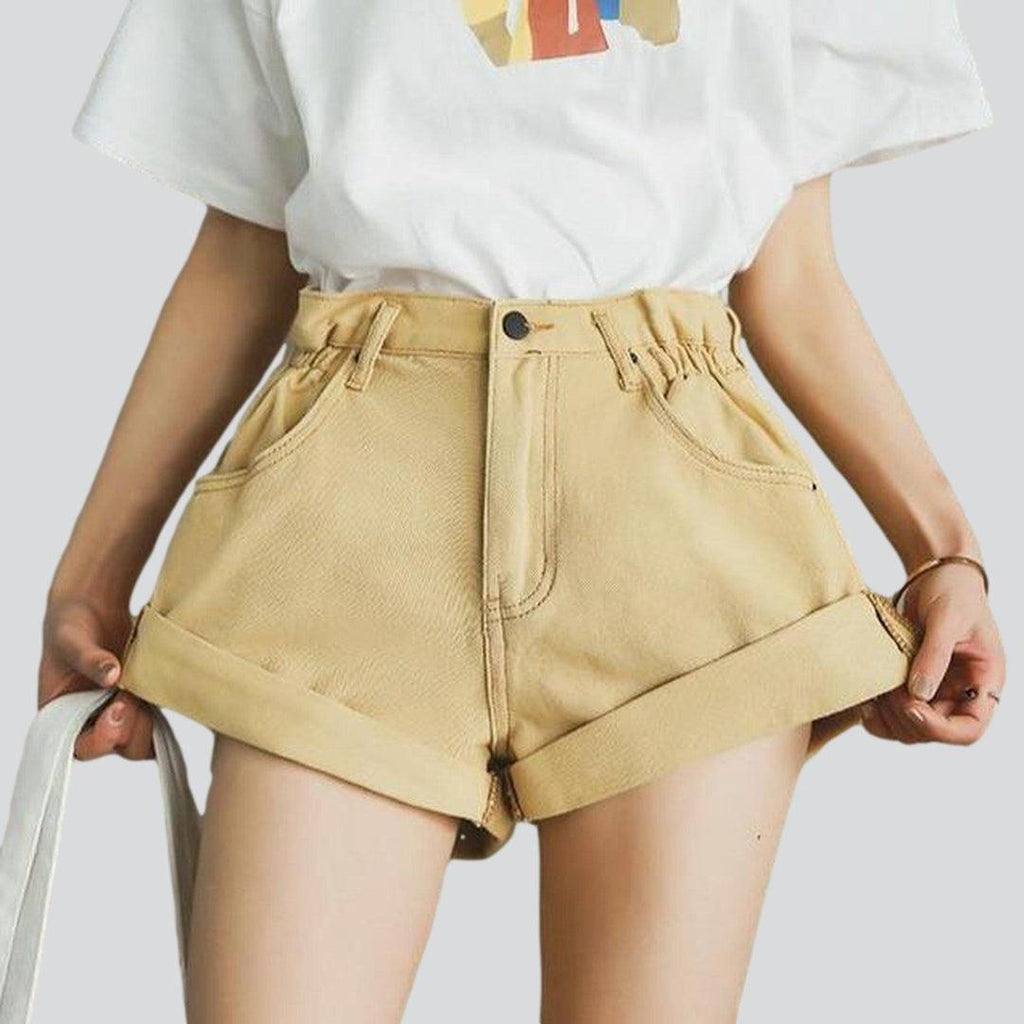 Wide-leg women's jeans shorts - Fashionpara
