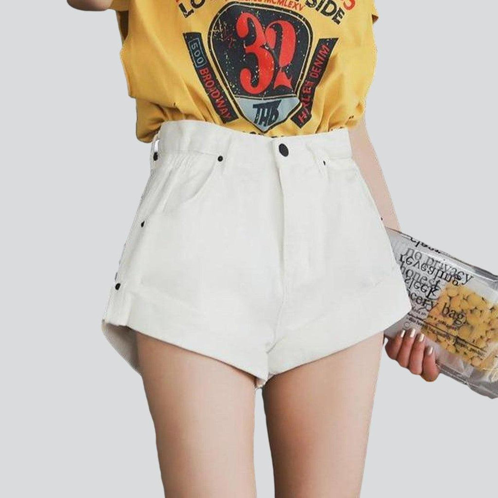 Wide-leg women's jeans shorts - Fashionpara