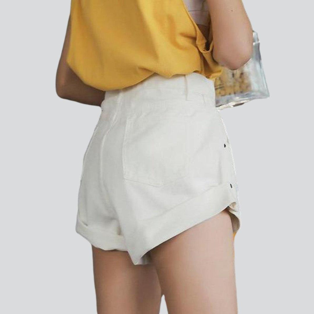 Wide-leg women's jeans shorts - Fashionpara