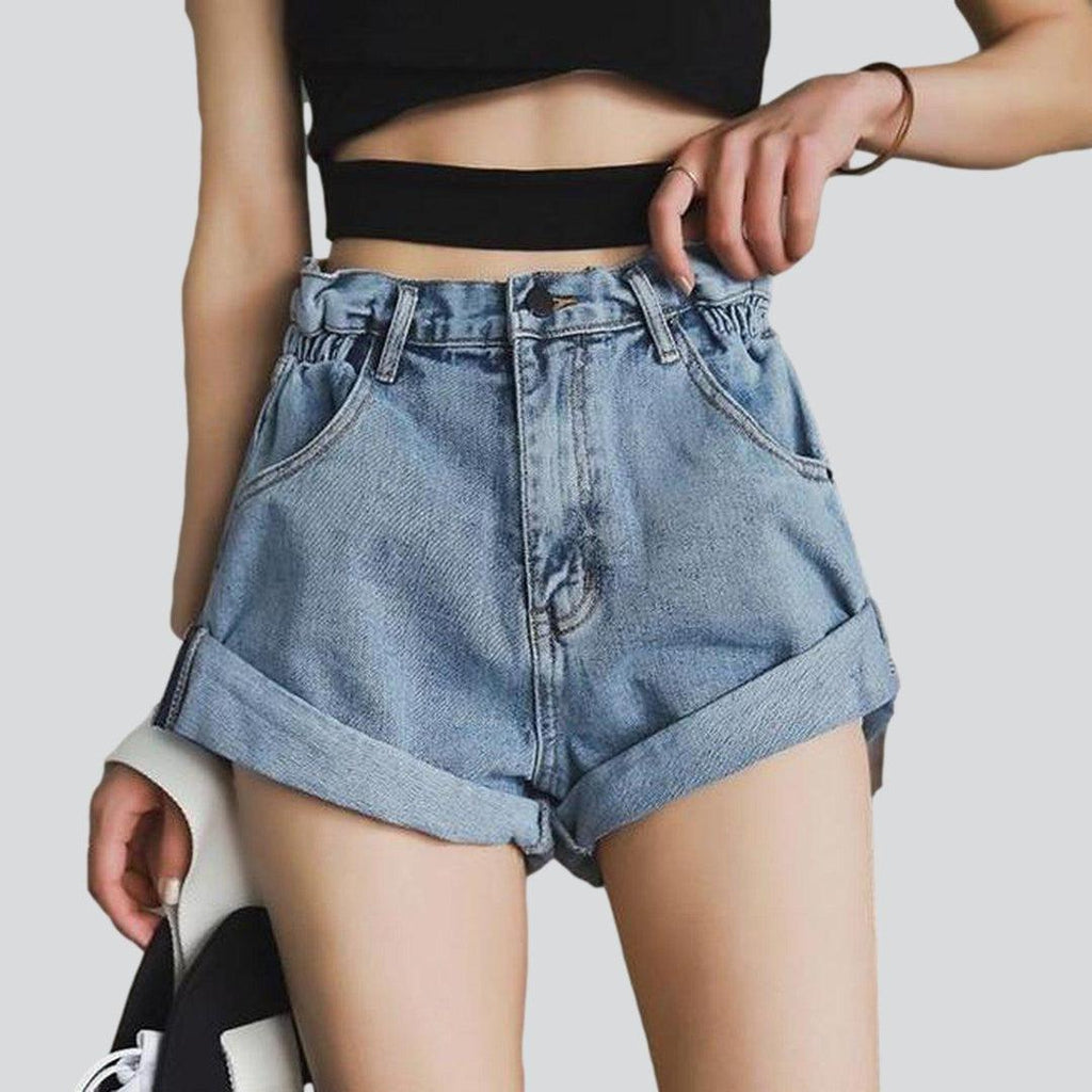 Wide-leg women's jeans shorts - Fashionpara