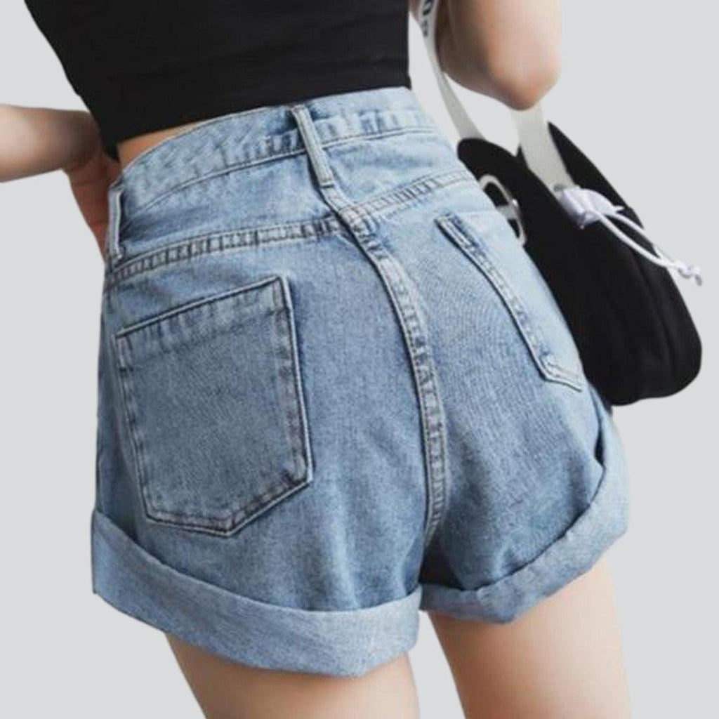 Wide-leg women's jeans shorts - Fashionpara