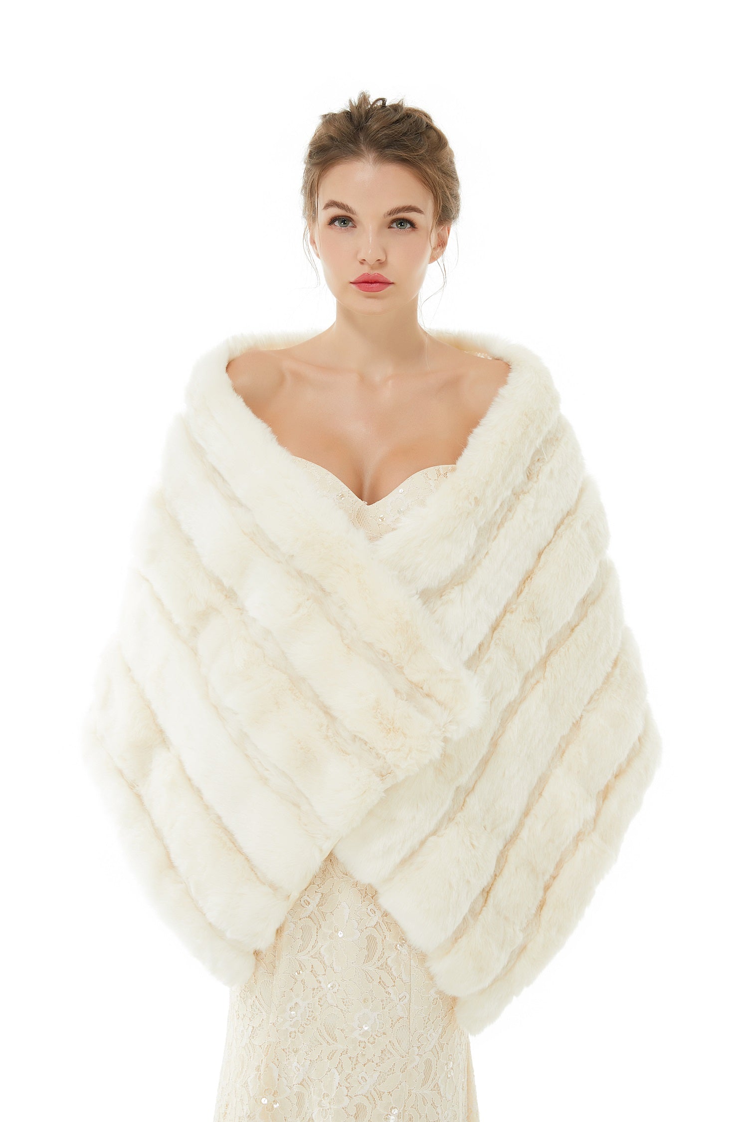 Winter Faux Fur Wedding White Bridal Wrap