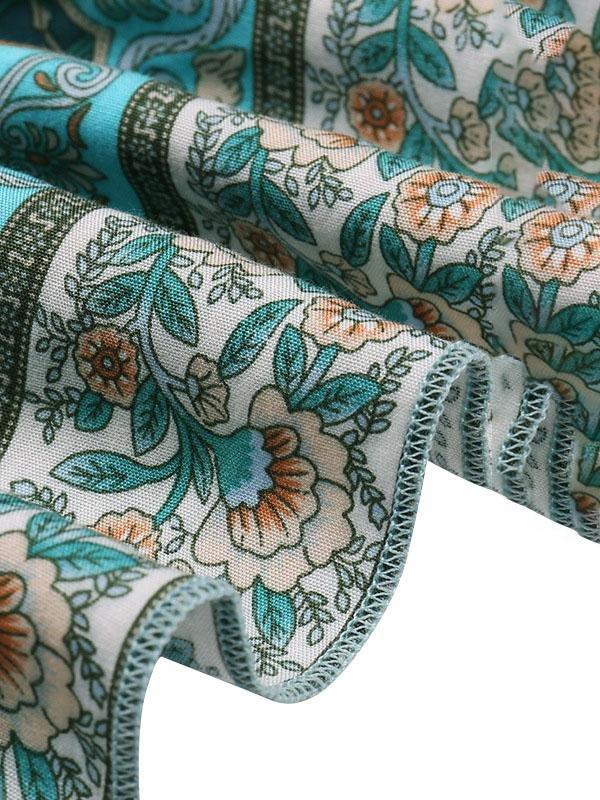 Floral Print V-Neck Spaghetti Strap Tiered Maxi Dress