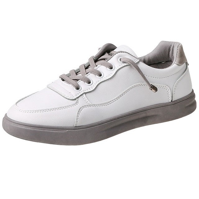 Color Block Flat Heel Lace-up Sneakers - Mislish