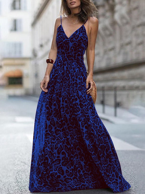 Leopard Print V-Neck Spaghetti Strap Maxi Dress 6