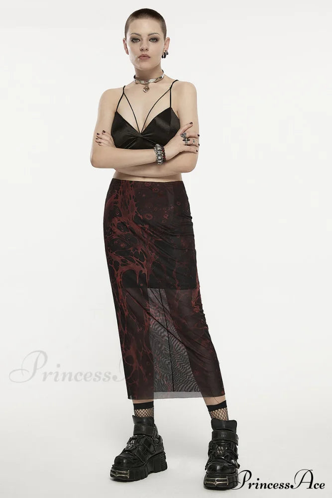 Women’s Gothic Original Irregular Lava Pattern Printed Gauze Straight Fashion Soft Personality