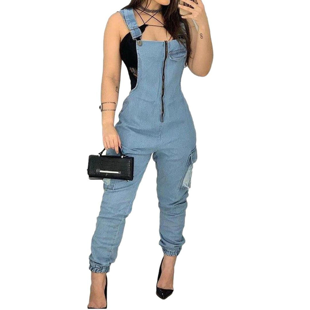 Women's jeans overall with zipper - Fashionpara