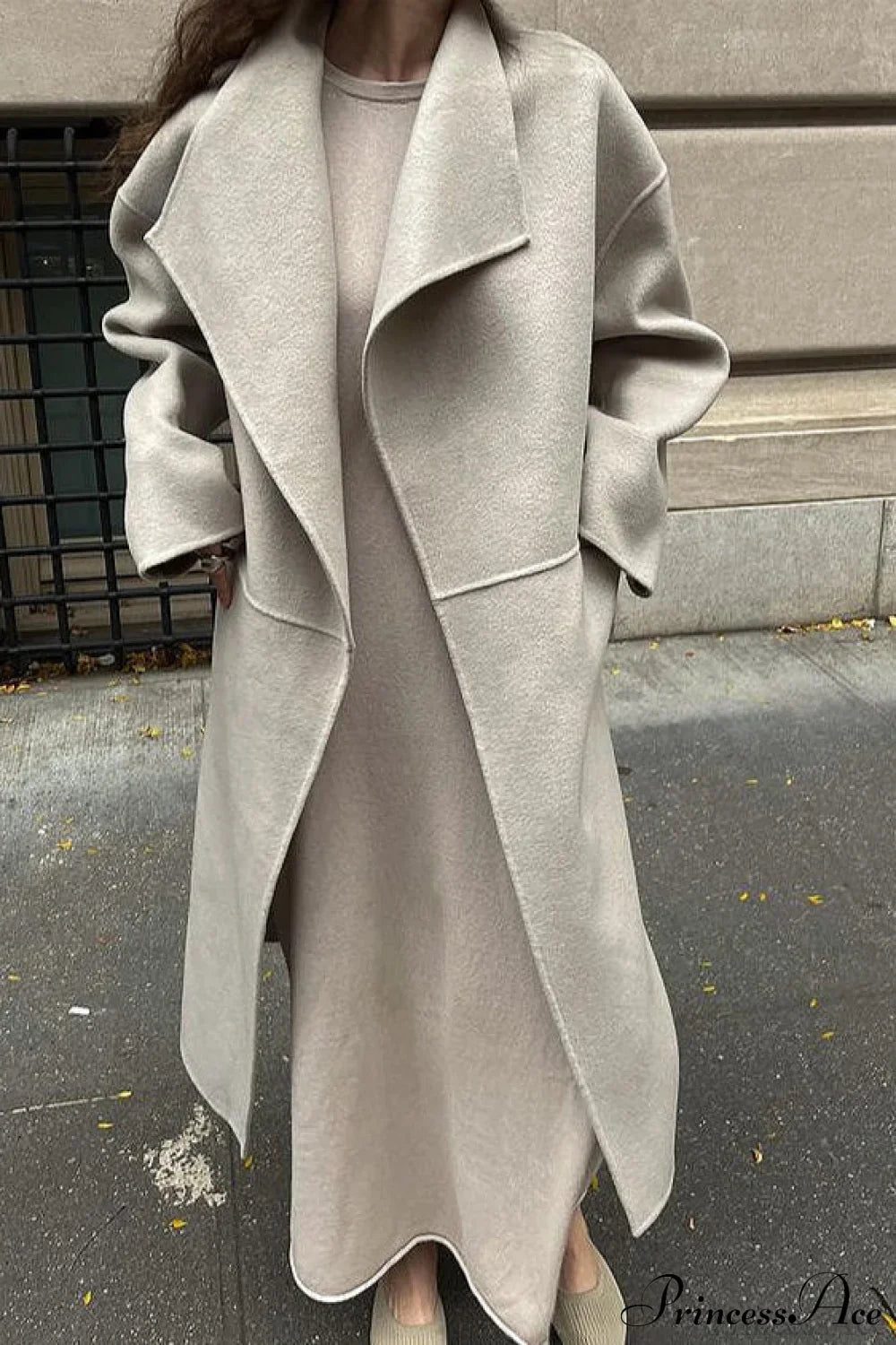 Woolen Tweed Mid-Length Overcoat for Professional Style