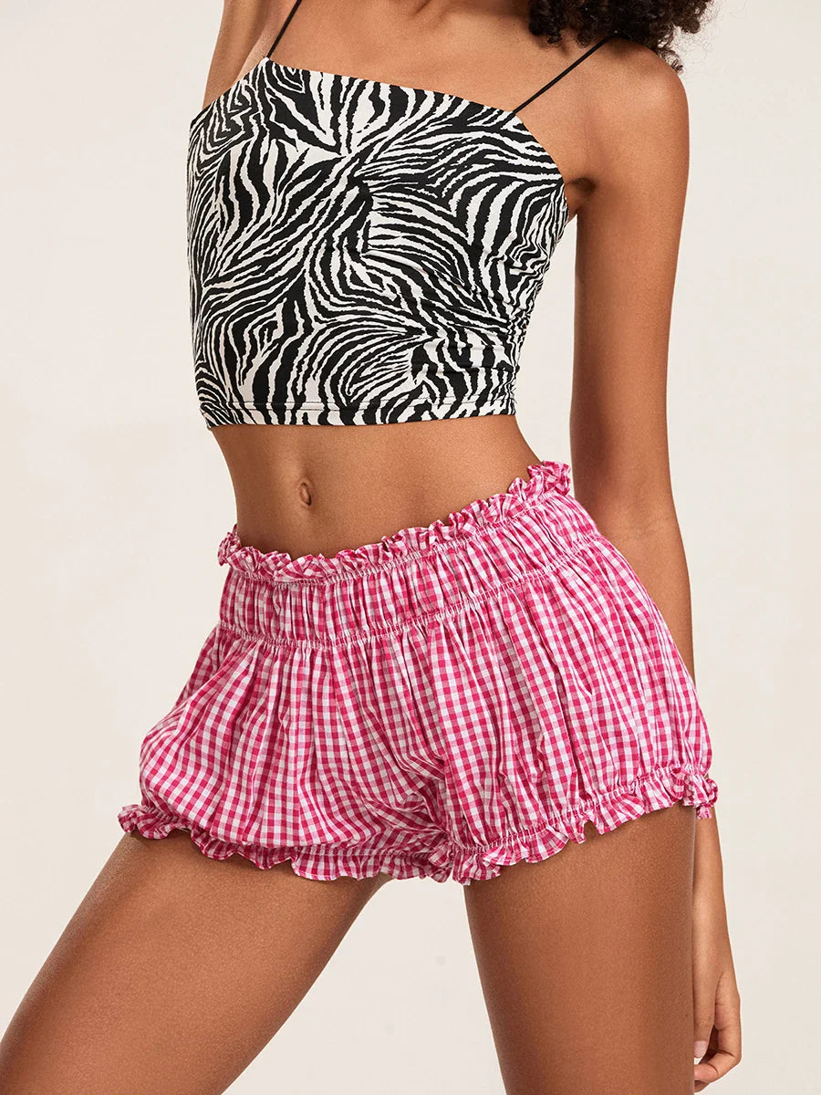 90s Plaid Lantern Bloomer Short