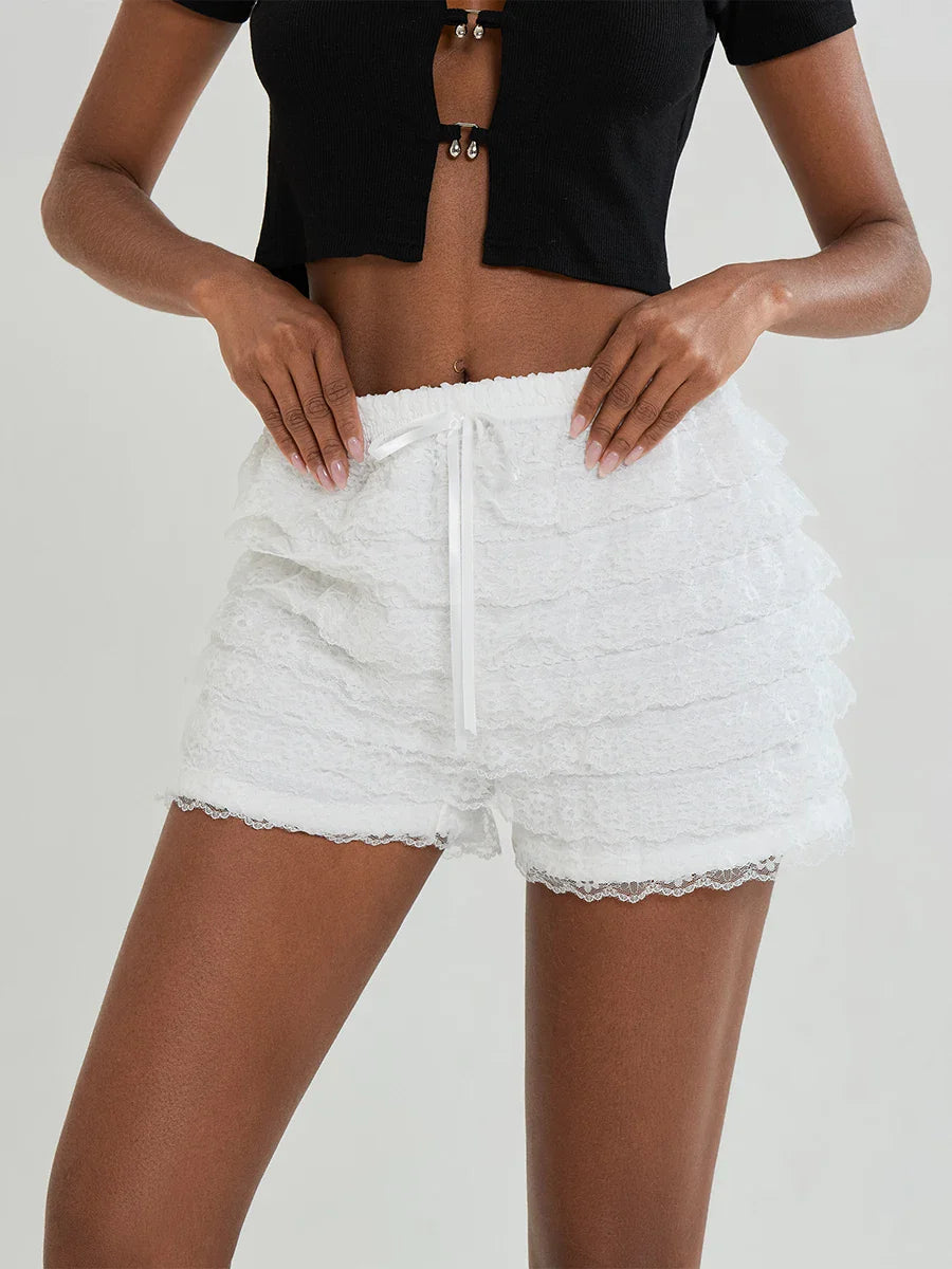 Lace Bow Tiered Bloomer Short