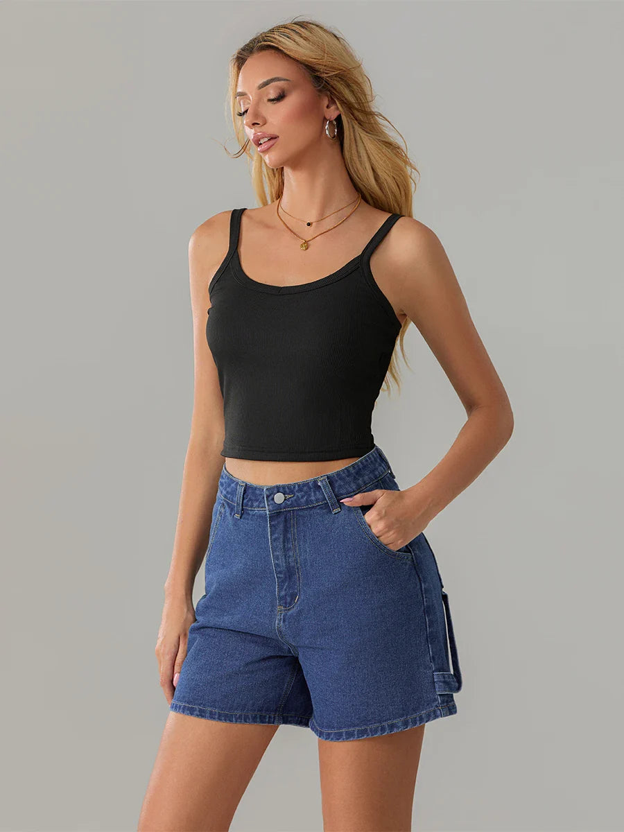 Vintage Blue Button Denim Short
