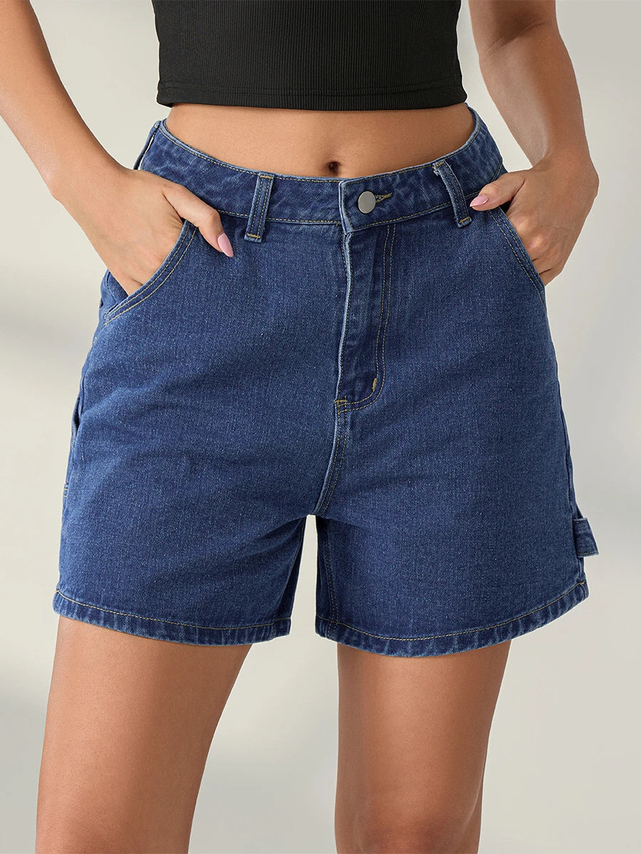 Vintage Blue Button Denim Short