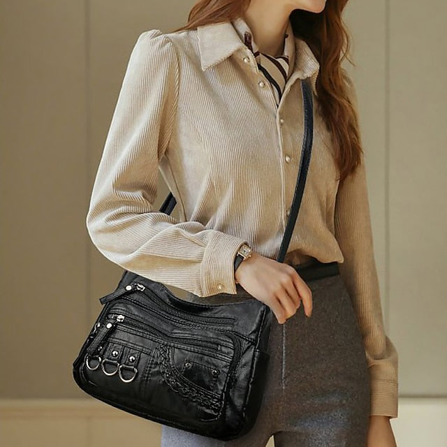 Multiple Crossbody with Vintage Leather Faux Bag