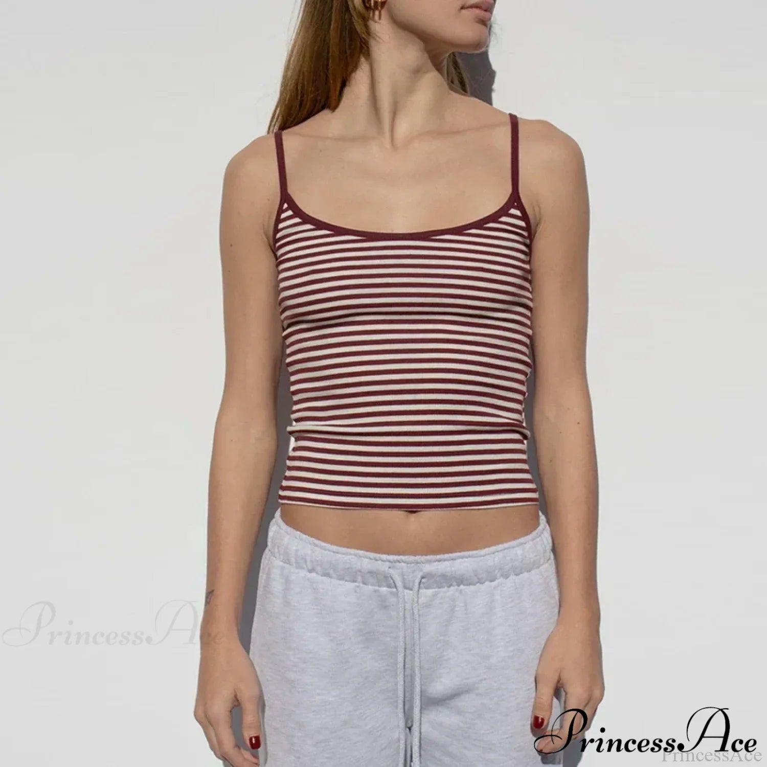 Y2K Cute Contrast Trim Spaghetti Strap Vintage Aesthetic Cottage Crop Top Zebra-stripe / S croptop-250126