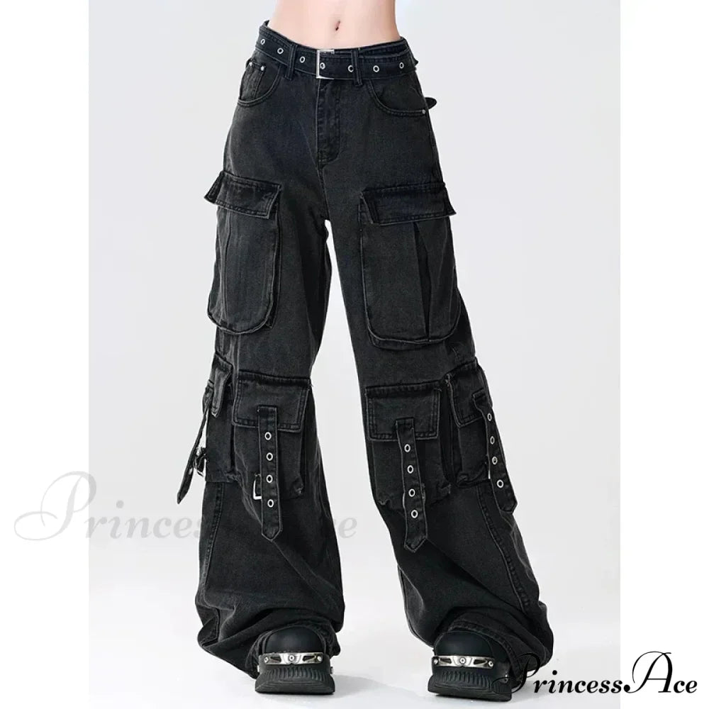 Y2K Japanese Cargo Halloween Pants Black / Xs