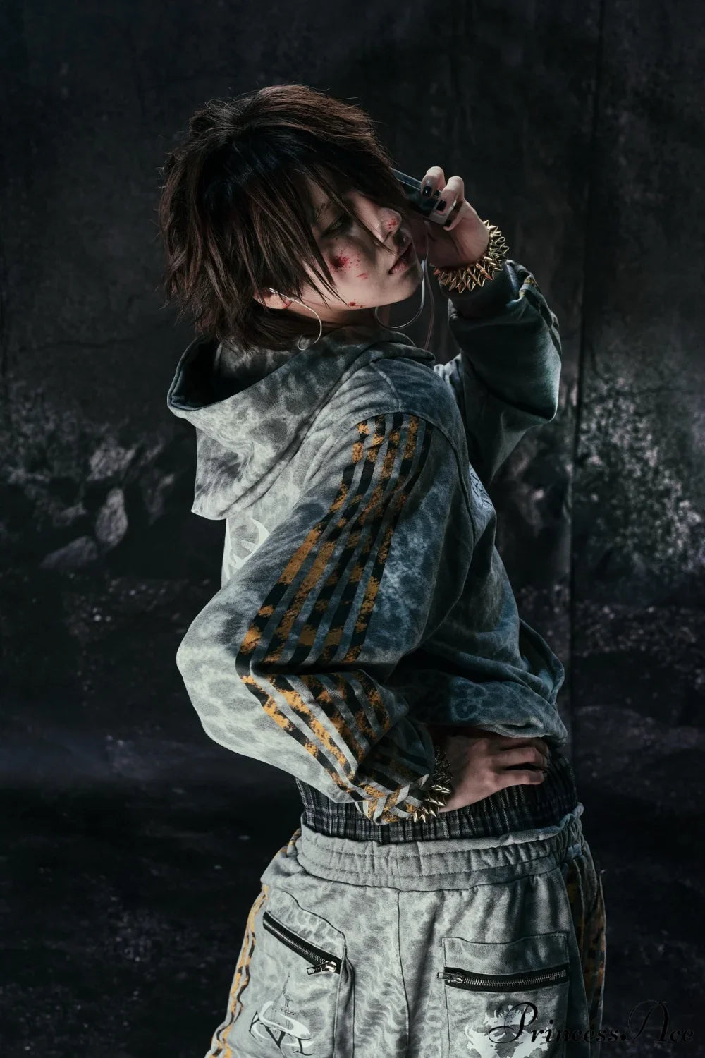 Y2K Leopard Striped Street Zip Hoodie