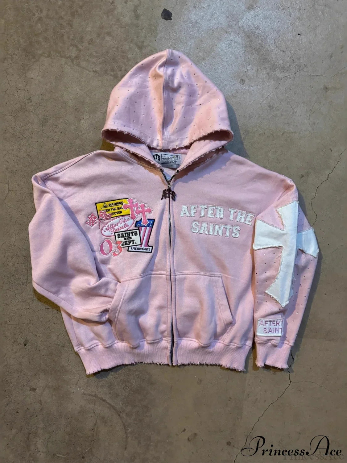 Y2K Letter Print Street Casual Hoodie Pink / XS