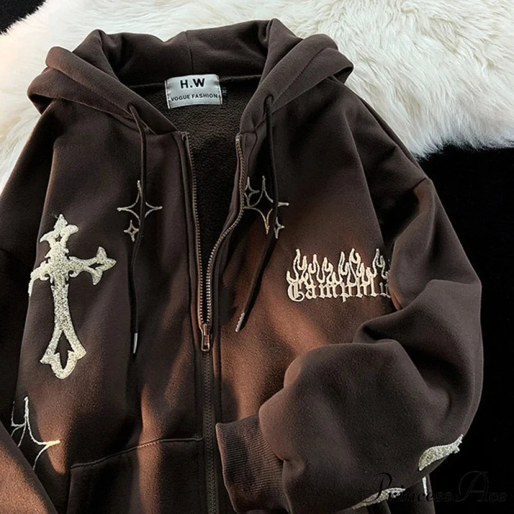 Y2k Rhinestone Skeleton Goth Hoodie 3