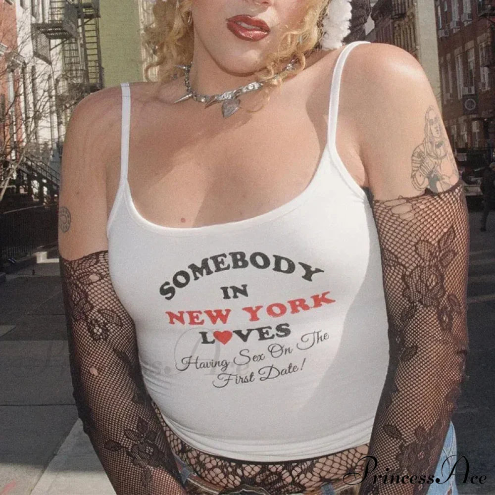 Y2K Sexy Gothic Graphic Letter Print Casual Grunge 90S Streetwear Slim Crop Top A / S Halloween