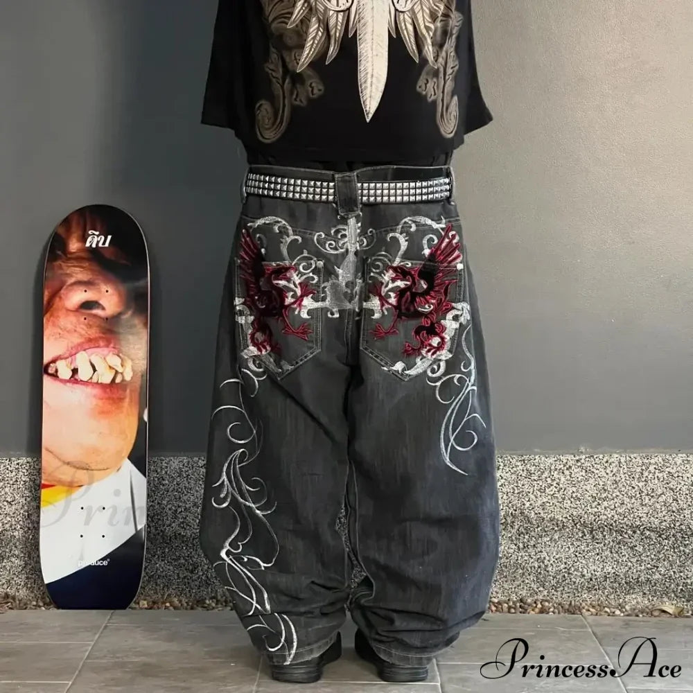 Y2K Streetwear Baggy Jeans Men Hip Hop Vintage Wide Leg Pants