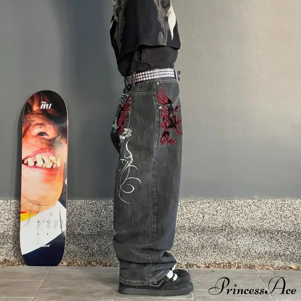 Y2K Streetwear Baggy Jeans Men Hip Hop Vintage Wide Leg Pants