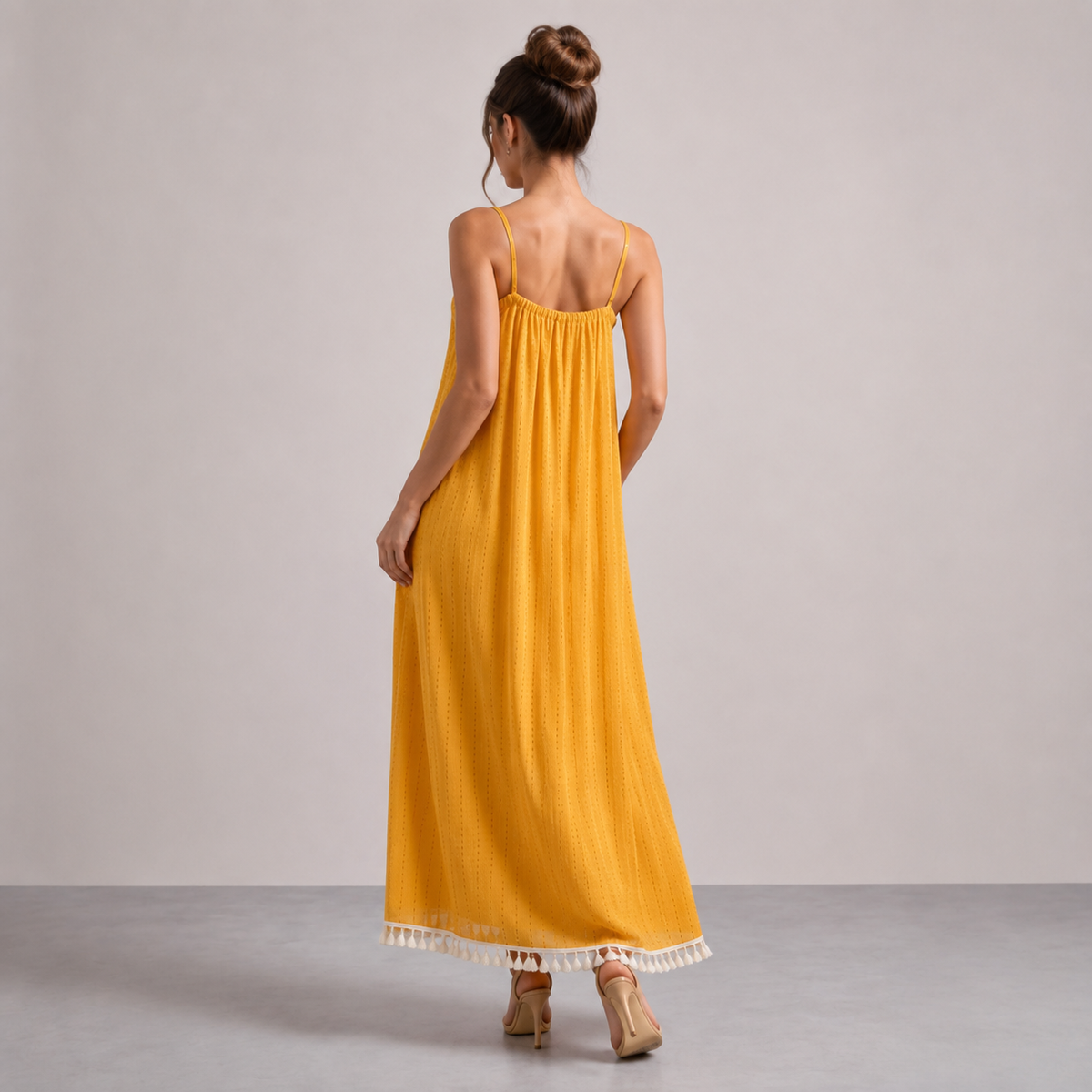 Beaded Strap Tassel Hem Maxi Sundress 3