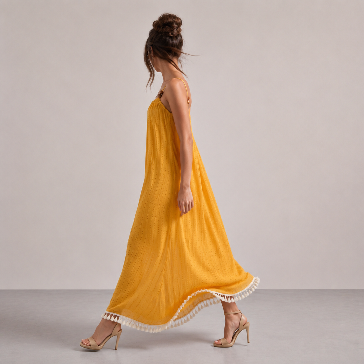 Beaded Strap Tassel Hem Maxi Sundress 4
