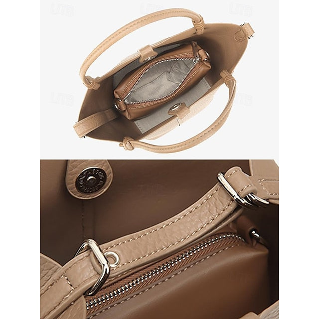 Pouch Stylish Bag Bucket Matching with Leather