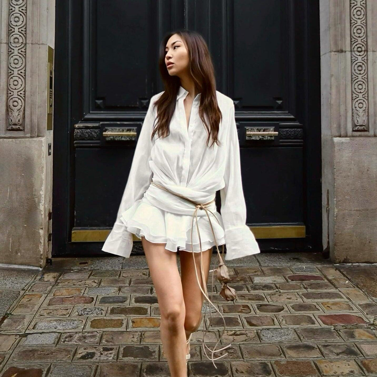 Pleated Shirt Mini Dress 10