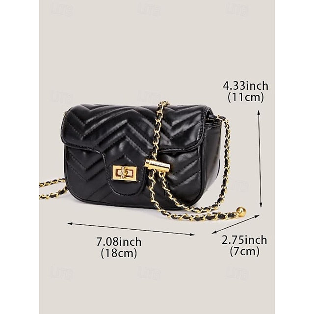 Leather Bag White Crossbody with Gold Elegant Chain