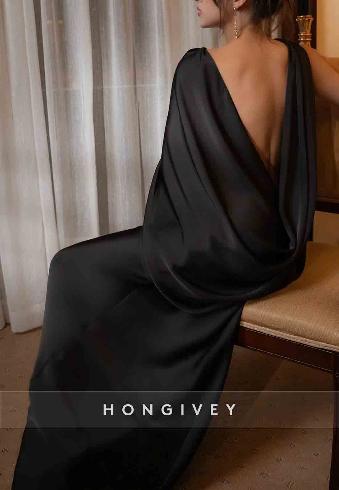 Trumpet Floor-Length Wedding Guest Dresses Sleeveless Cowl Back Evening Gown