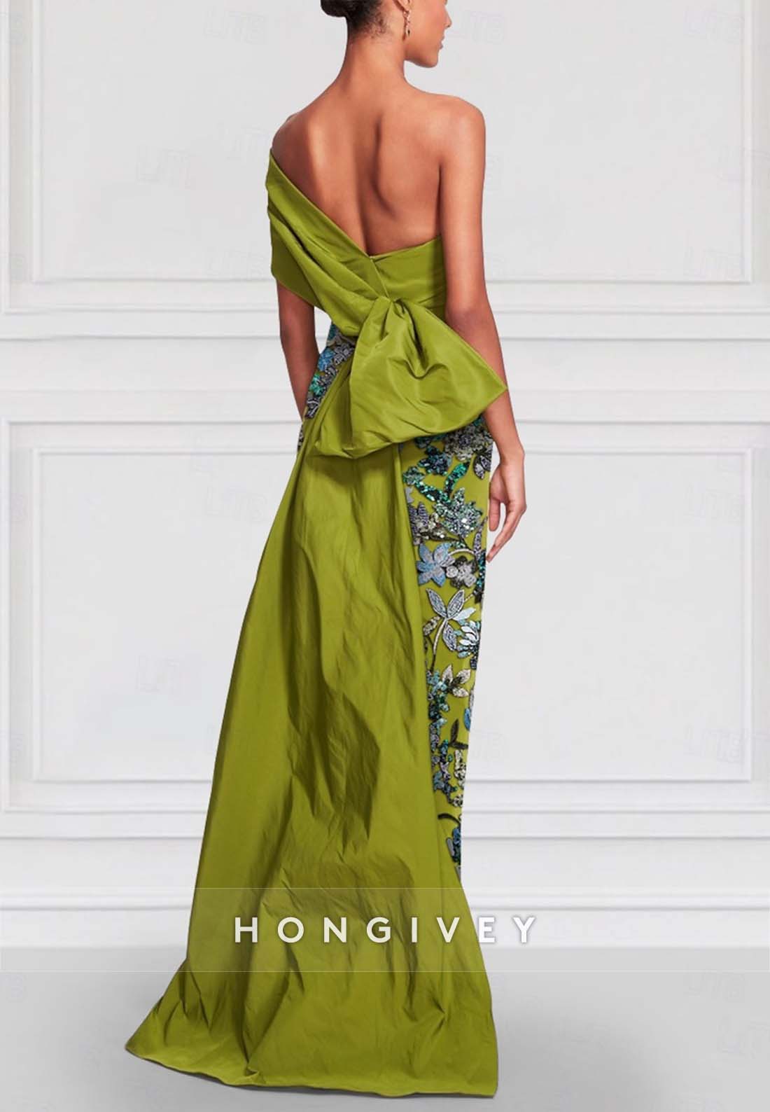 Shawl One Shoulder Asymmetrical Sheath Evening Gown Bead embroidery Mother of the Bride