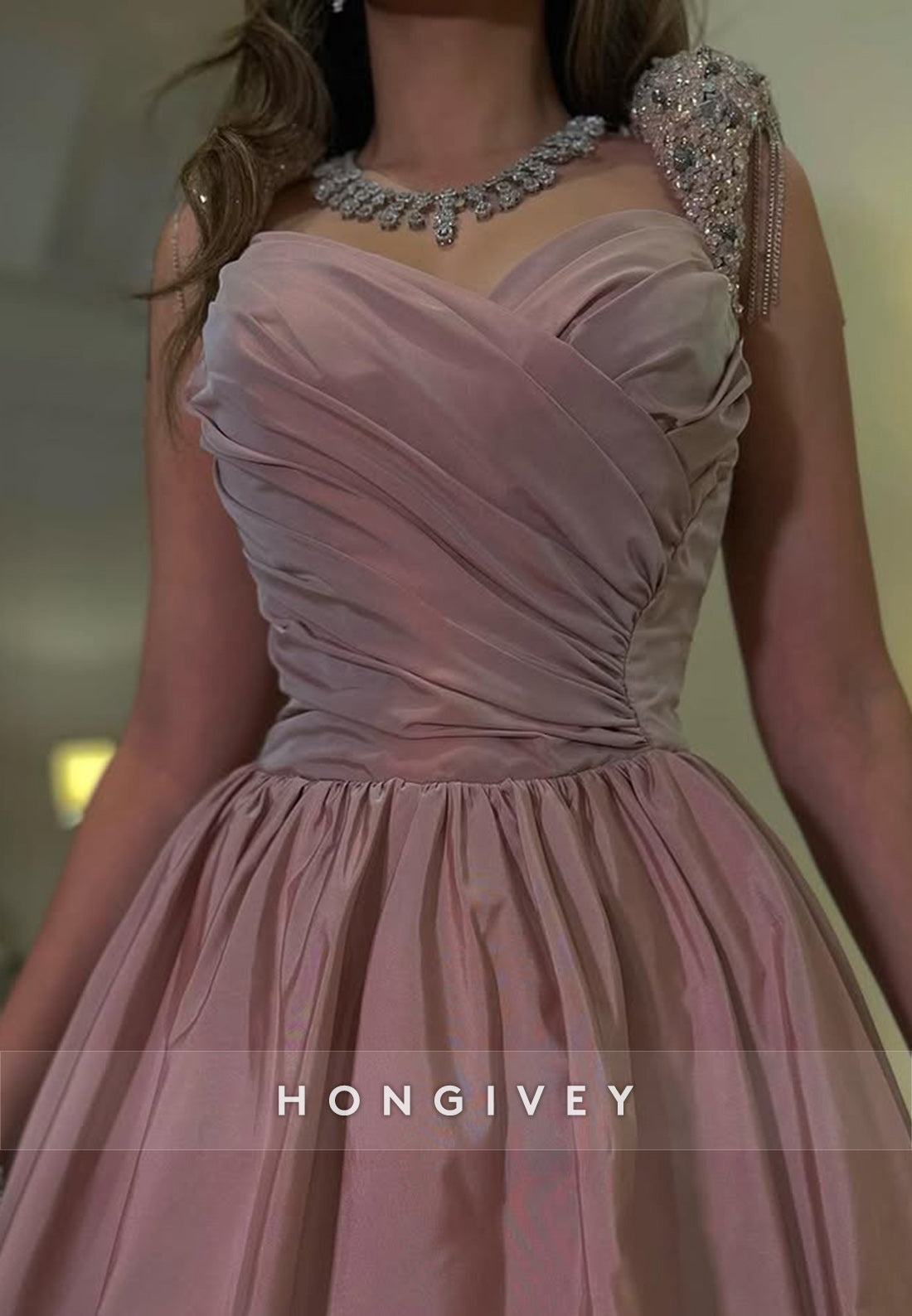 Princess Court Train Sweetheart Sleeveless Pleated Evening Gown