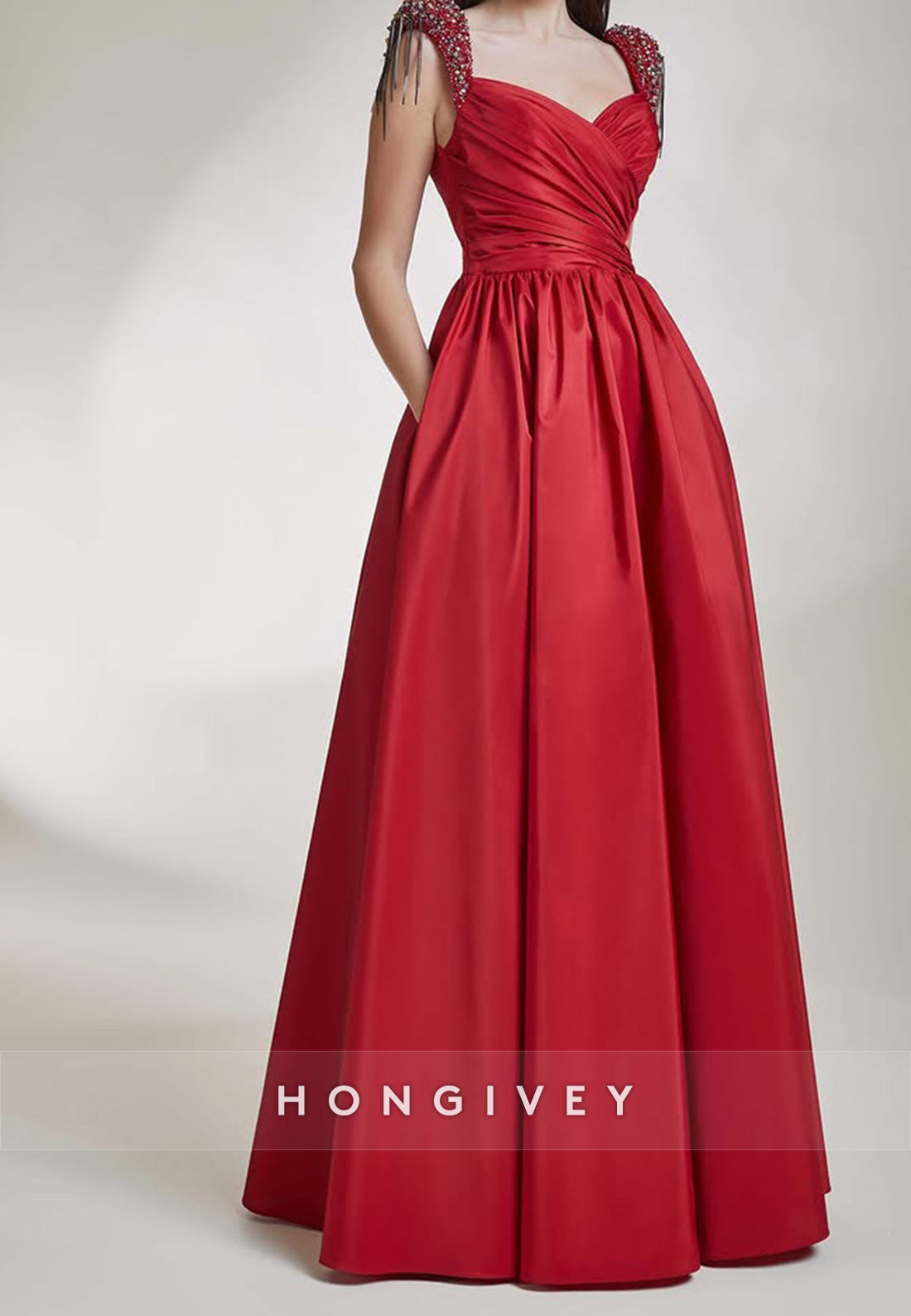 Princess Court Train Sweetheart Sleeveless Pleated Evening Gown
