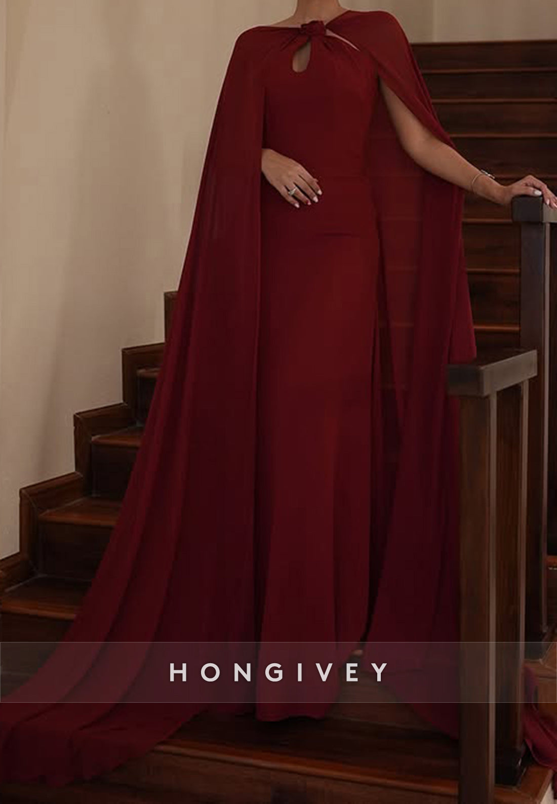Evening Gown A-line Watteau Train Pleated Formal Dress