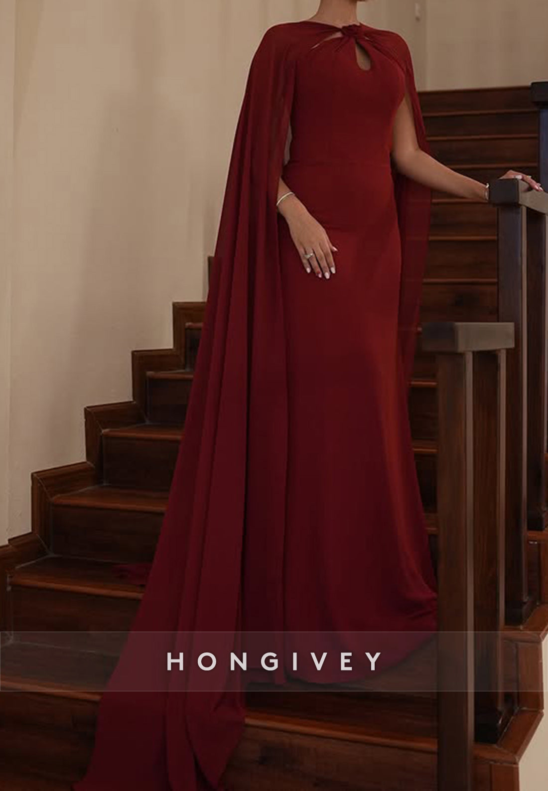 Evening Gown A-line Watteau Train Pleated Formal Dress