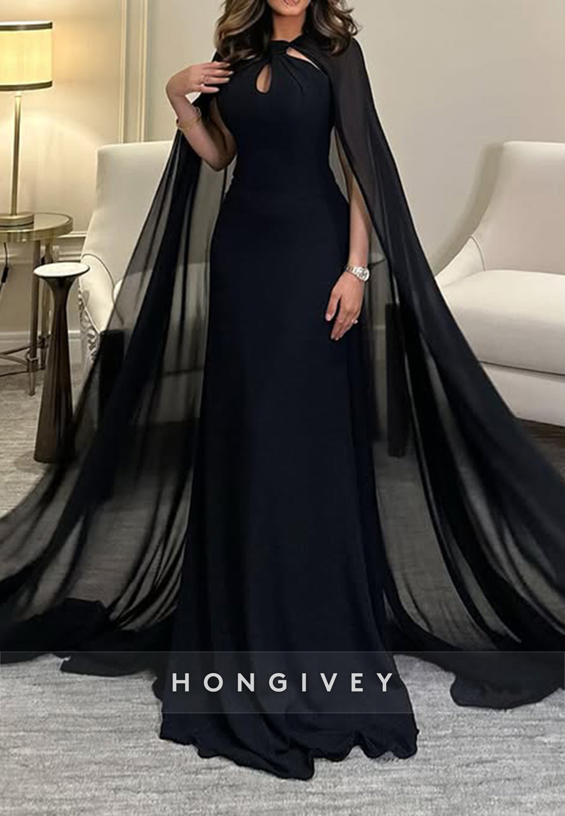 Evening Gown A-line Watteau Train Pleated Formal Dress