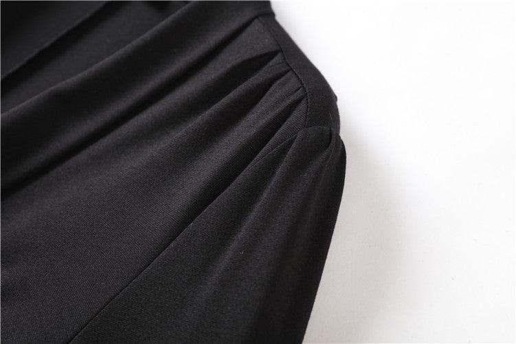 Tie Neck Long Sleeve Ruched Bodycon Mini Dress