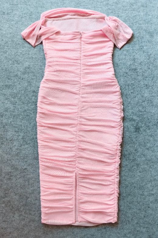 Zia Bodycon Wrap Midi Dress - Dusty Pink - Fashionpara