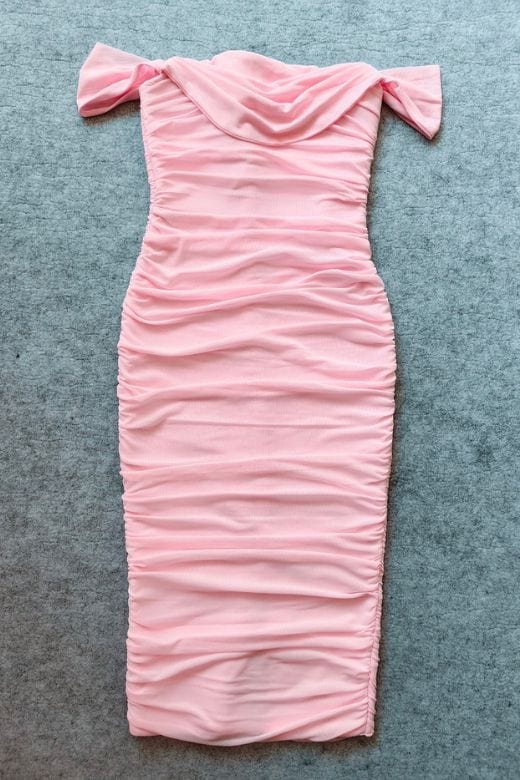 Zia Bodycon Wrap Midi Dress - Dusty Pink - Fashionpara