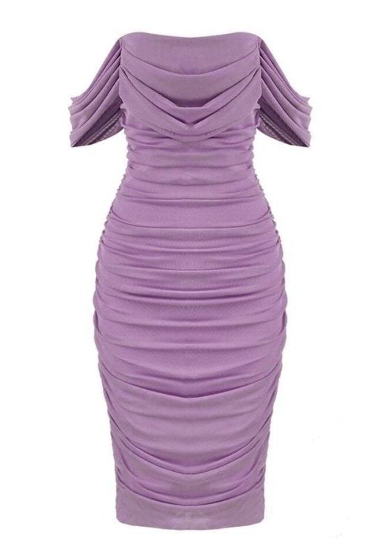 Zia Bodycon Wrap Midi Dress - Violet Purple - Fashionpara