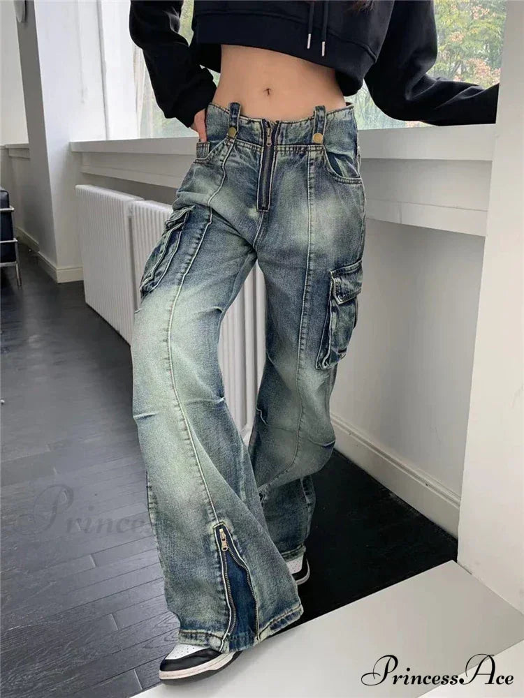 Zipper Slit Wide Leg Halloween Pants