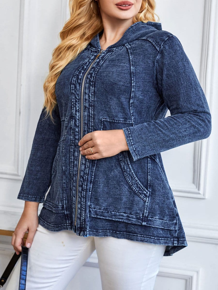 Hooded Denim Jacket - Fashionpara