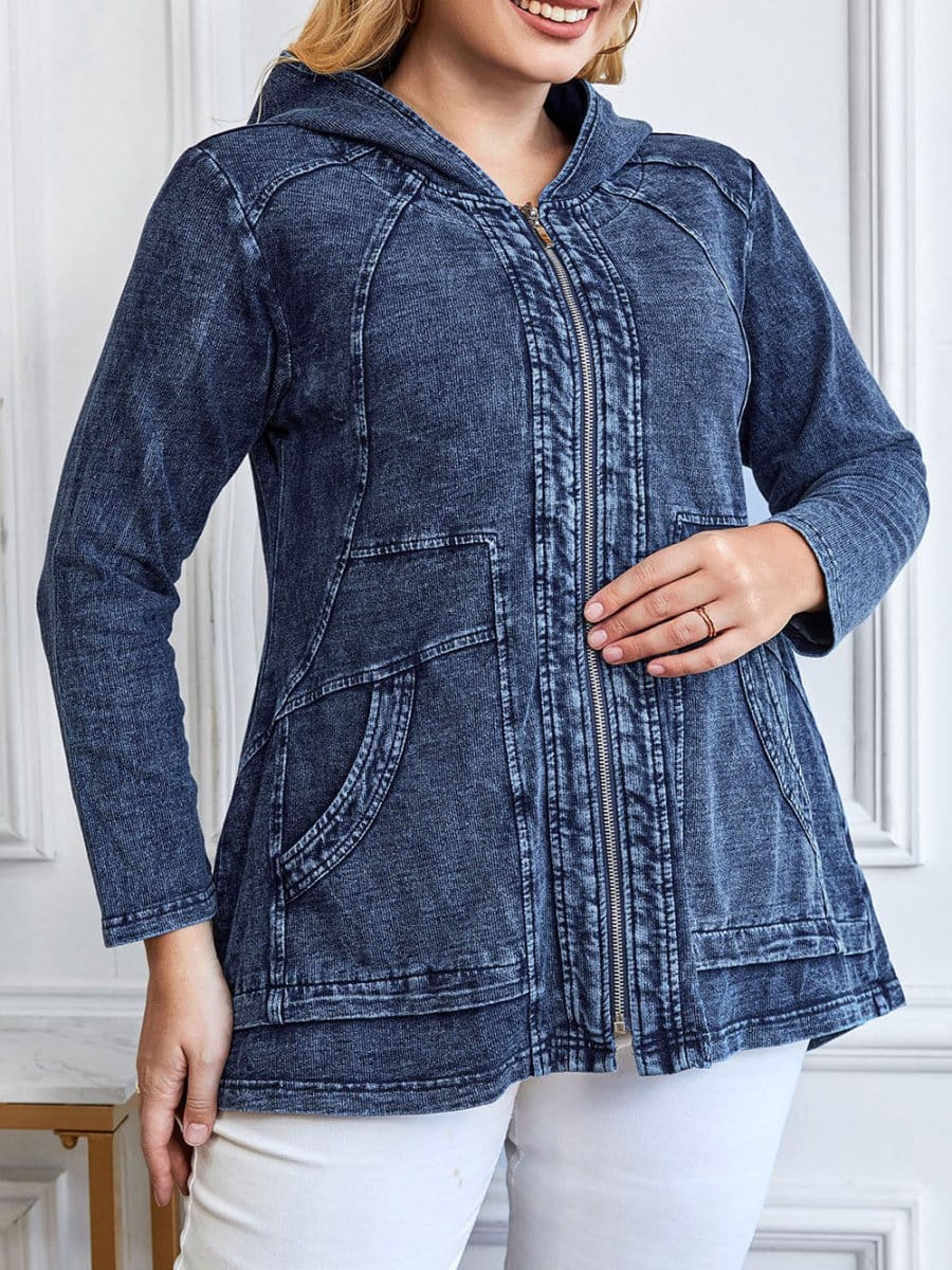Hooded Denim Jacket - Fashionpara