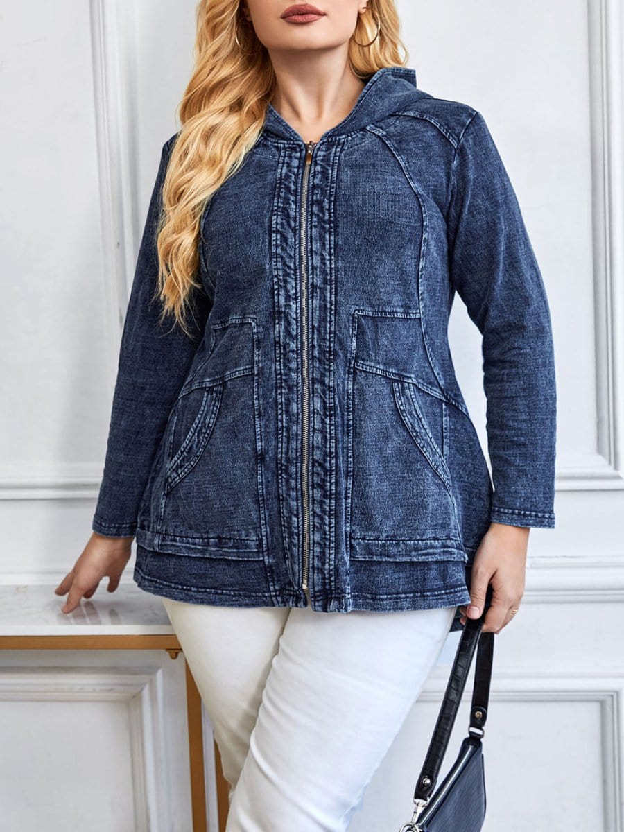 Hooded Denim Jacket - Fashionpara