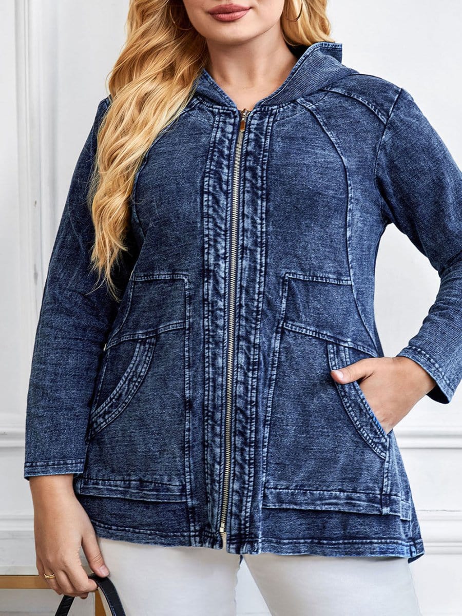 Hooded Denim Jacket - Fashionpara