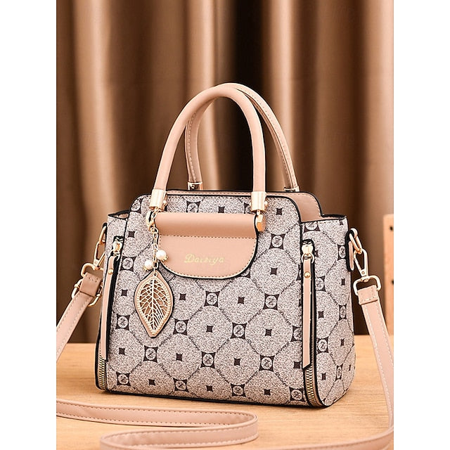 Elegant Accents Leather Faux and Red Handbag with